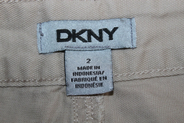 DKNY Sz 2 X 4 Tan Cuffed Cotton Blend Shorts