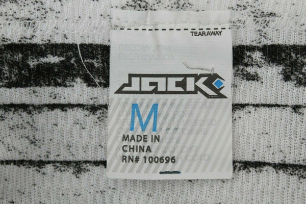 Jack Sz M Black Gray Blue Foil Skulls Stripes Cotton Poly Boys Knit Shirt