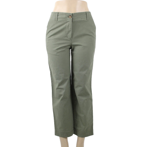 Talbots NEW $90 Sz 2 x 26 Green Pocketed Cotton Spandex Crop Capri Pant
