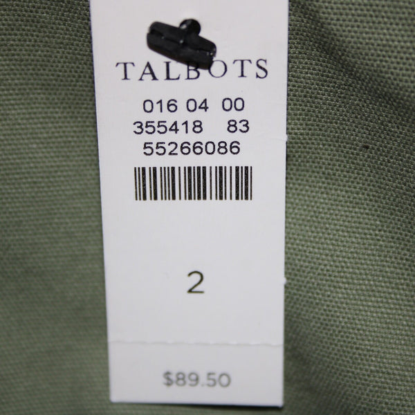 Talbots NEW $90 Sz 2 x 26 Green Pocketed Cotton Spandex Crop Capri Pant