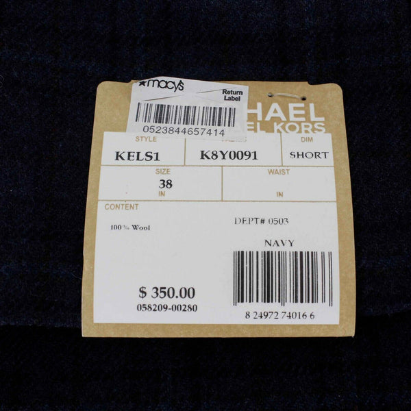 Michael Kors NEW $350 Sz 38S Navy Blue Multi Plaid 2 Button All Wool Jacket