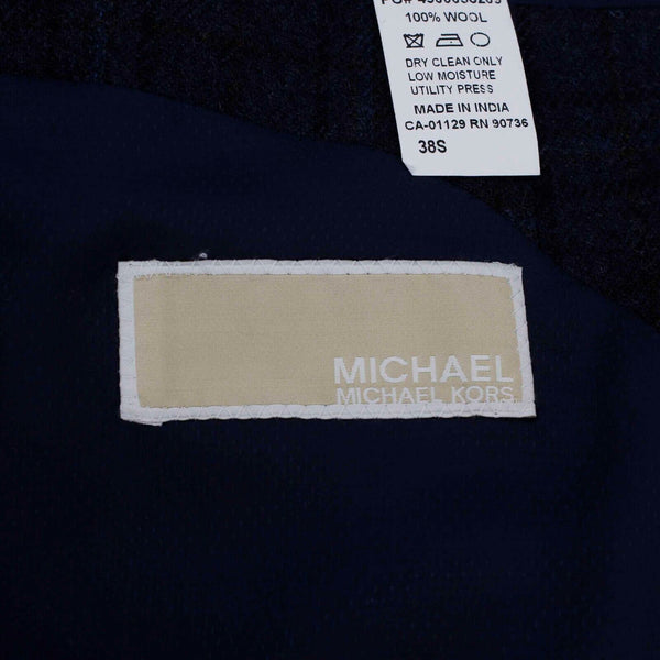 Michael Kors NEW $350 Sz 38S Navy Blue Multi Plaid 2 Button All Wool Jacket