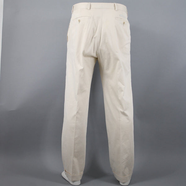 Burberry Gold Sz 32 x 31 Light Tan Pockets Pleated Cotton Polyester AS IS Pant