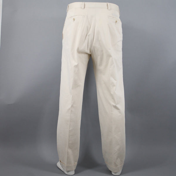 Burberry Gold Sz 32 x 31 Light Tan Pockets Pleated Cotton Polyester AS IS Pant