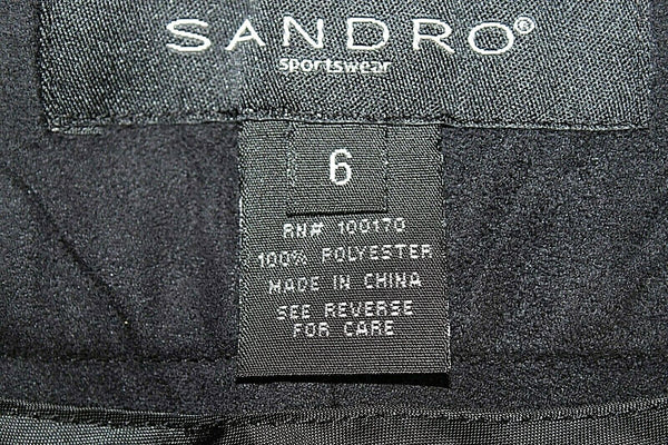 Sandro Sz 6 x 32 Black Faux Vegan Suede Straight Leg 100% Polyester Pant