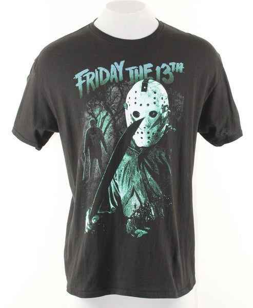 Friday The 13th New Line Sz XL Black Aqua Graphic 100% Cotton T Shirt