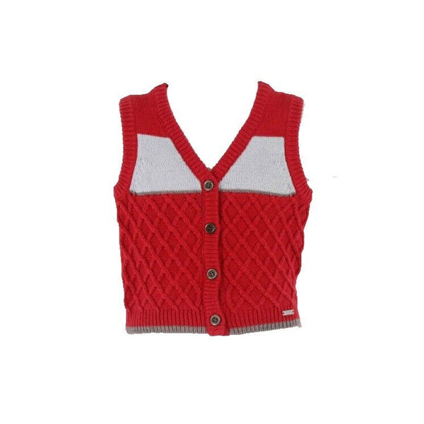 Kanz NEW Sz 6M Baby Red Gray Button Down Knit Cotton Blend Vest