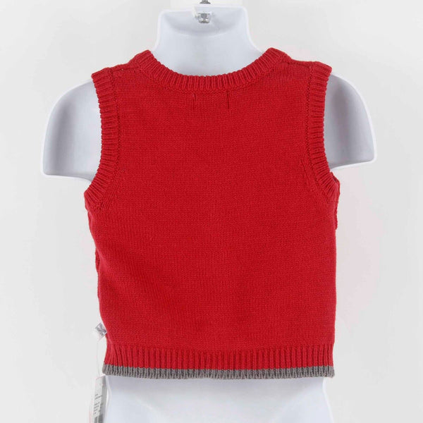 Kanz NEW Sz 6M Baby Red Gray Button Down Knit Cotton Blend Vest