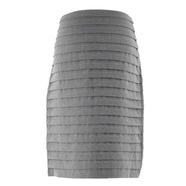 Sharagano Sz 6 Charcoal Flat Ruffled Tiers Polyester Rayon Spandex Pencil Skirt