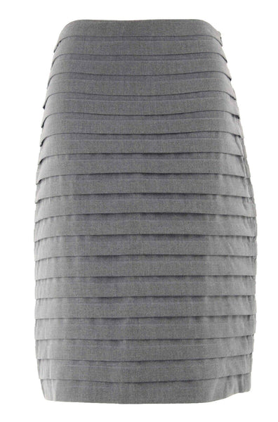 Sharagano Sz 6 Charcoal Flat Ruffled Tiers Polyester Rayon Spandex Pencil Skirt