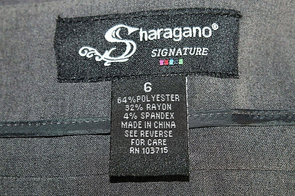 Sharagano Sz 6 Charcoal Flat Ruffled Tiers Polyester Rayon Spandex Pencil Skirt