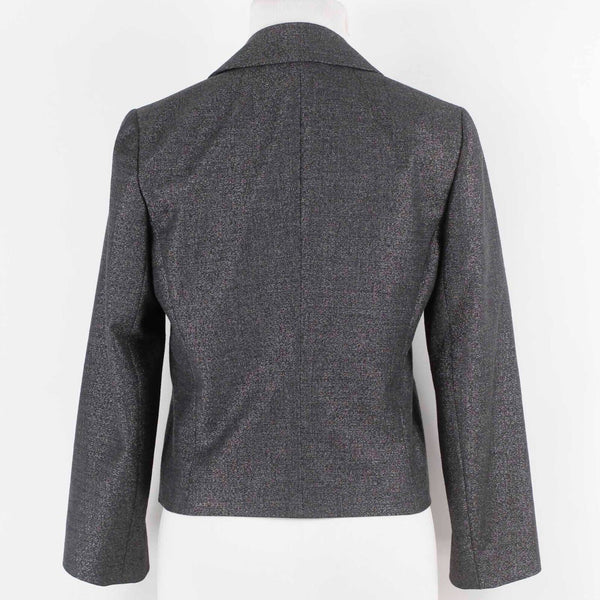 Theory Sz 6 Charcoal Metallic Collared One Button Wool Laine Blend Blazer Jacket