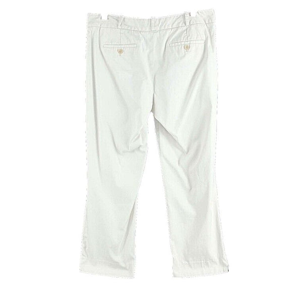 Talbots Signature Sz 8 x 25.5" Cream 98% Cotton Spandex Cropped Casual Pant