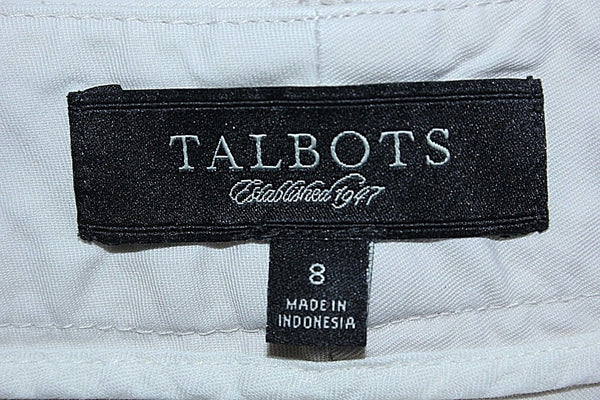 Talbots Signature Sz 8 x 25.5" Cream 98% Cotton Spandex Cropped Casual Pant