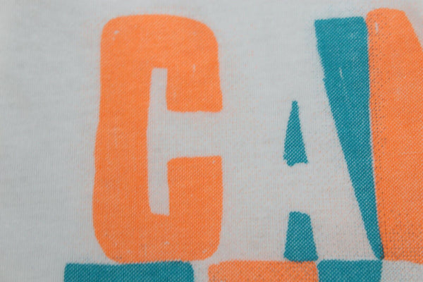 Place NEW Sz 4 White Neon Orange Teal Unisex 100% Cotton Graphic Tee Shirt