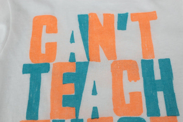 Place NEW Sz 4 White Neon Orange Teal Unisex 100% Cotton Graphic Tee Shirt