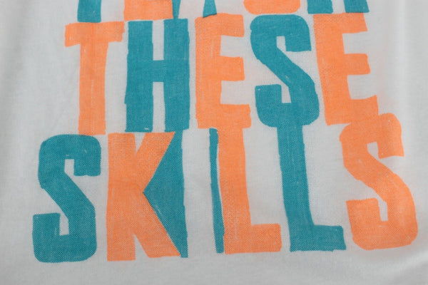 Place NEW Sz 4 White Neon Orange Teal Unisex 100% Cotton Graphic Tee Shirt