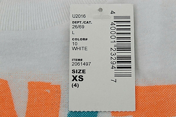 Place NEW Sz 4 White Neon Orange Teal Unisex 100% Cotton Graphic Tee Shirt