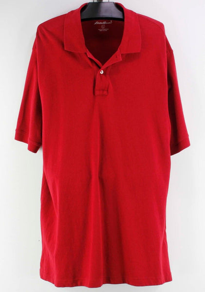 Eddie Bauer Sz L Red 100% Cotton Short Sleeve Polo Shirt