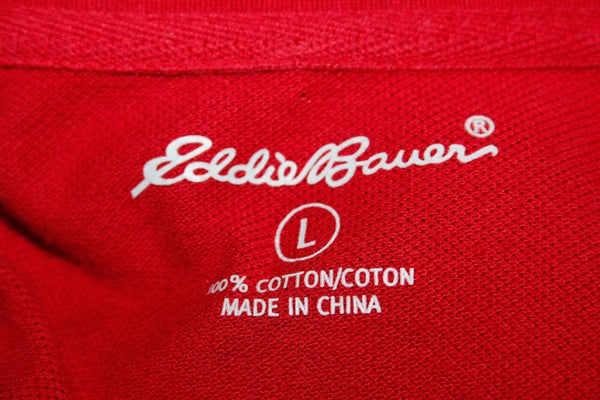 Eddie Bauer Sz L Red 100% Cotton Short Sleeve Polo Shirt
