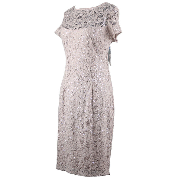 Dress Barn NEW Sz 10 Mauve Lavender Silver Sequin Lined Eyelets Nylon Dress