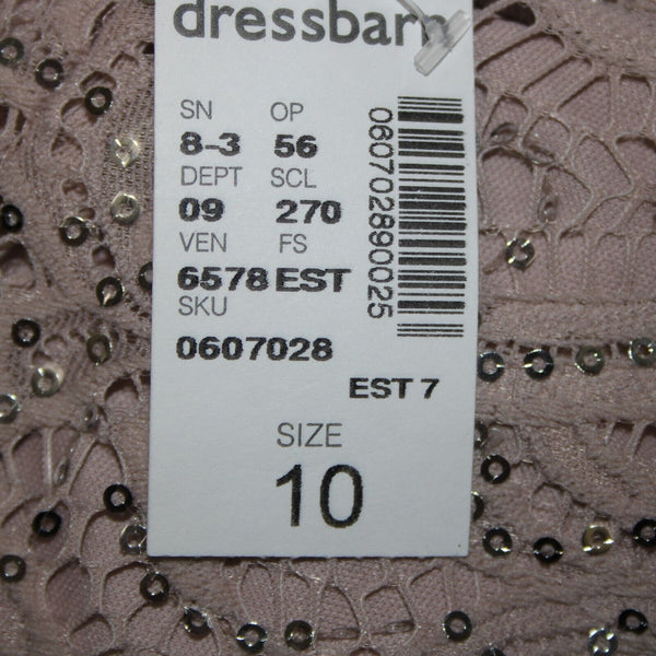 Dress Barn NEW Sz 10 Mauve Lavender Silver Sequin Lined Eyelets Nylon Dress