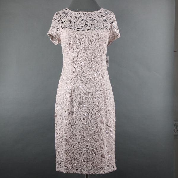 Dress Barn NEW Sz 10 Mauve Lavender Silver Sequin Lined Eyelets Nylon Dress