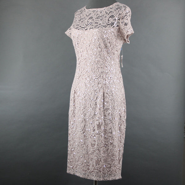 Dress Barn NEW Sz 10 Mauve Lavender Silver Sequin Lined Eyelets Nylon Dress