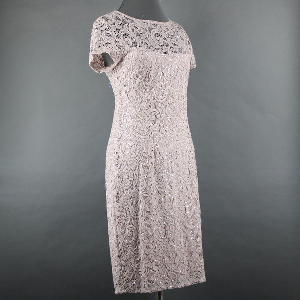 Dress Barn NEW Sz 10 Mauve Lavender Silver Sequin Lined Eyelets Nylon Dress