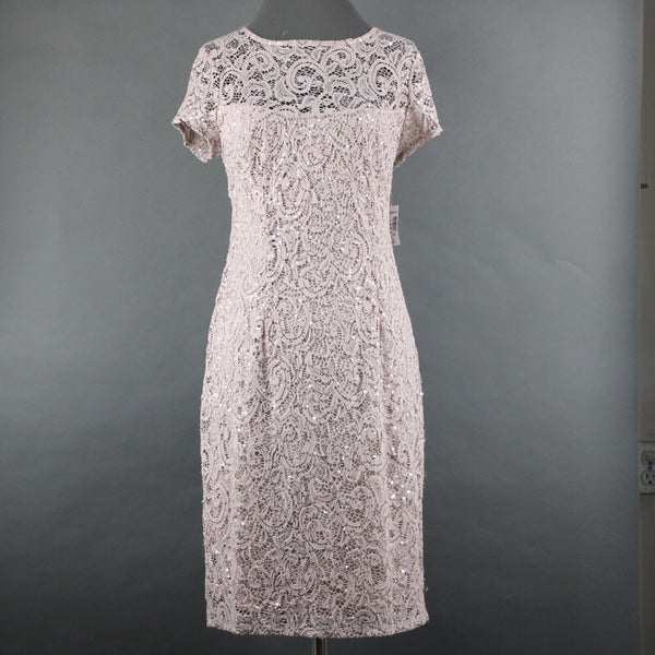 Dress Barn NEW Sz 10 Mauve Lavender Silver Sequin Lined Eyelets Nylon Dress