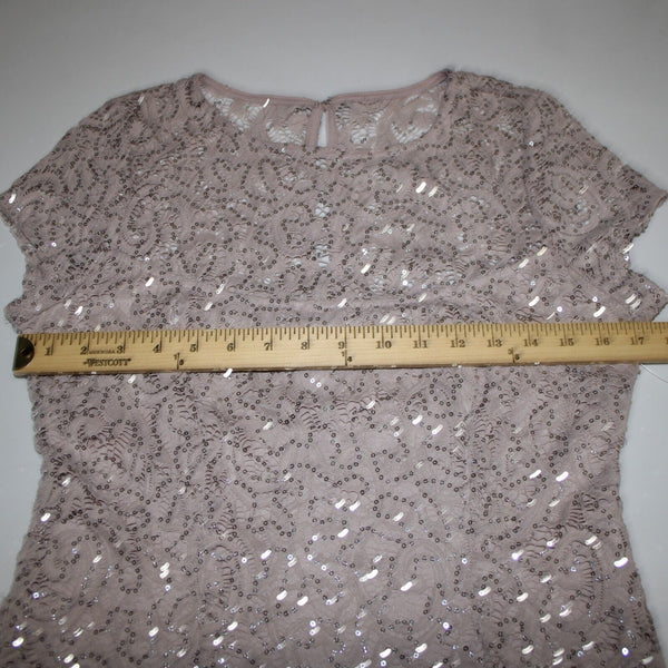 Dress Barn NEW Sz 10 Mauve Lavender Silver Sequin Lined Eyelets Nylon Dress