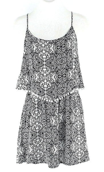 Sans Souci Size M Navy White Soft Disc Trim 100% Rayon Sundress Casual Dress