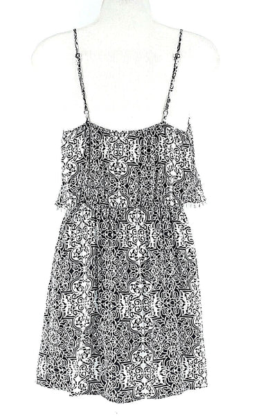 Sans Souci Size M Navy White Soft Disc Trim 100% Rayon Sundress Casual Dress