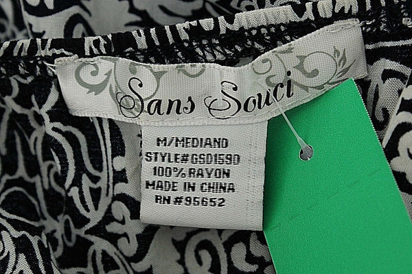 Sans Souci Size M Navy White Soft Disc Trim 100% Rayon Sundress Casual Dress