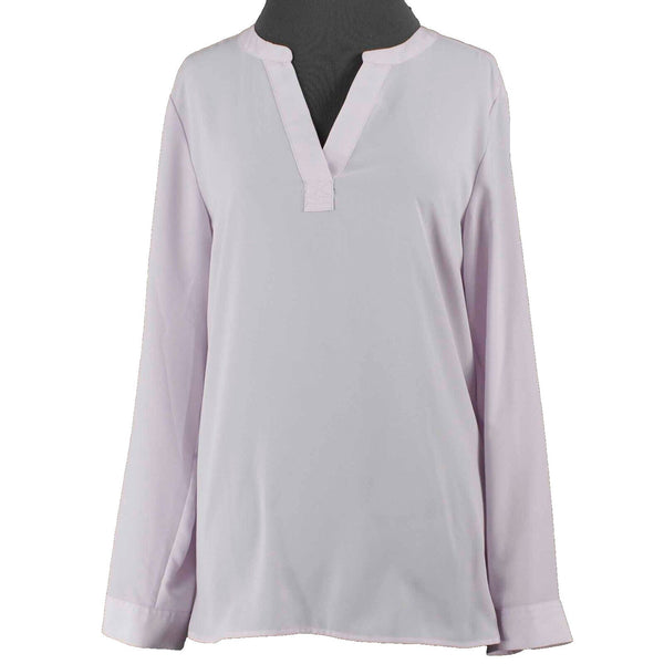 Talbots Sz M Lavender Pullover Tab Sleeve Round Hem 100% Polyester Woven Top
