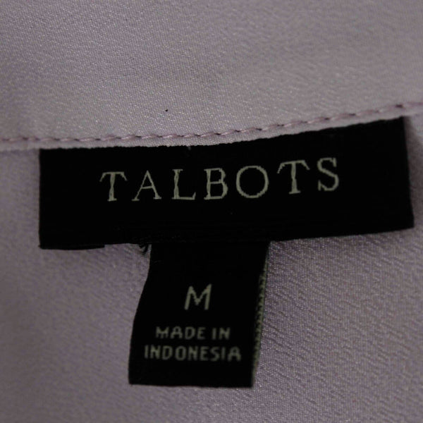 Talbots Sz M Lavender Pullover Tab Sleeve Round Hem 100% Polyester Woven Top