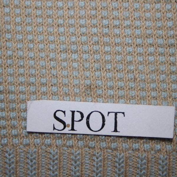 Ermenegildo Zegna Sz L/52 Tan Light Blue Ribbed Cotton Polyester Sweater