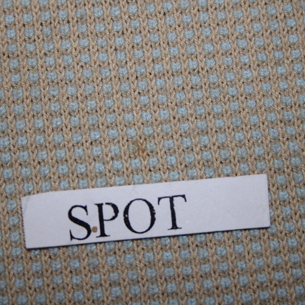 Ermenegildo Zegna Sz L/52 Tan Light Blue Ribbed Cotton Polyester Sweater