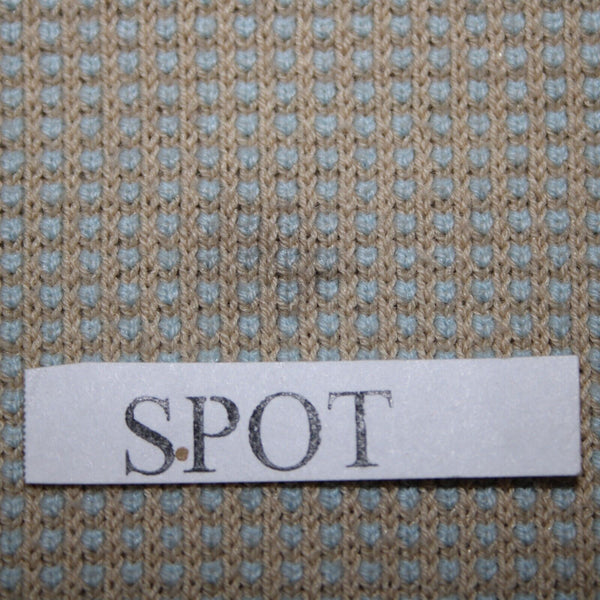 Ermenegildo Zegna Sz L/52 Tan Light Blue Ribbed Cotton Polyester Sweater