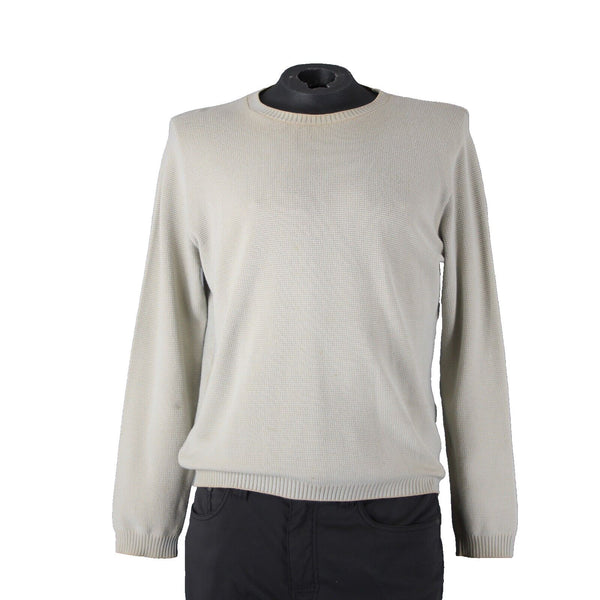 Ermenegildo Zegna Sz L/52 Tan Light Blue Ribbed Cotton Polyester Sweater