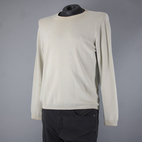 Ermenegildo Zegna Sz L/52 Tan Light Blue Ribbed Cotton Polyester Sweater