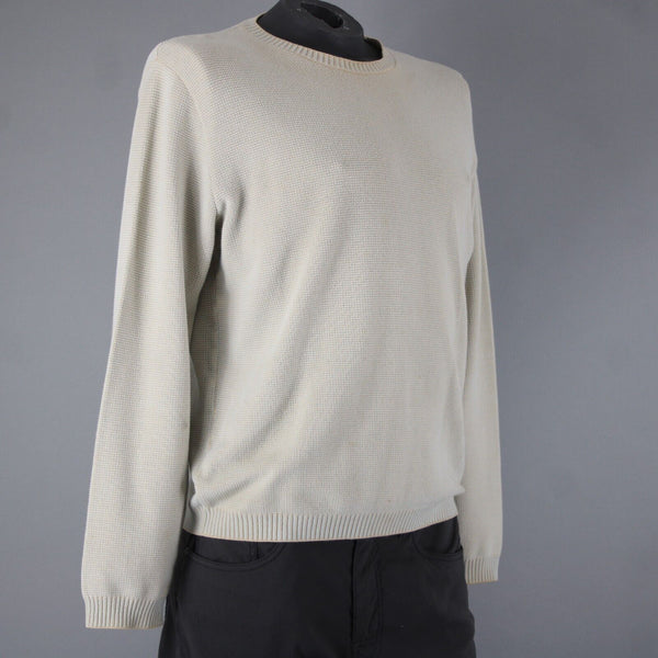 Ermenegildo Zegna Sz L/52 Tan Light Blue Ribbed Cotton Polyester Sweater