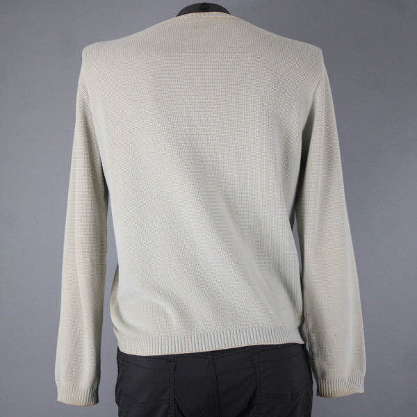 Ermenegildo Zegna Sz L/52 Tan Light Blue Ribbed Cotton Polyester Sweater