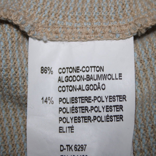 Ermenegildo Zegna Sz L/52 Tan Light Blue Ribbed Cotton Polyester Sweater