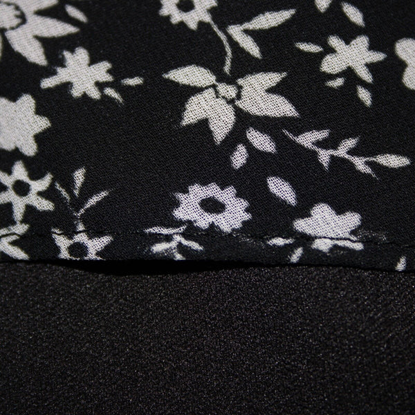 Calvin Klein NEW $139 Sz 2 Black White Floral Lined Faux Wrap 100% Poly Dress