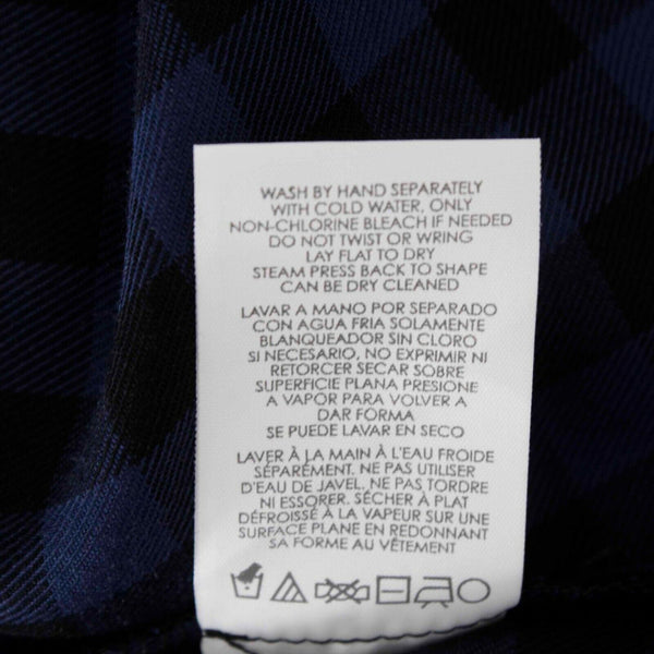 Cabi Sz S Navy Black Collared Button Down Checkered 100% Rayon Top