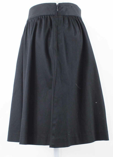 INC Sz 6 Black A Line Knee Length Banded Waist Cotton Blend Skirt