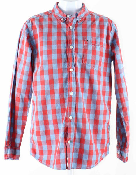 Tommy Hilfiger Sz L (16/18) Blue Red Check Button Down Cotton Shirt