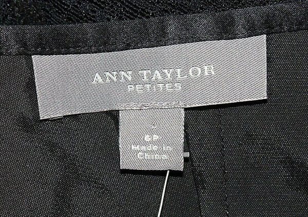 Ann Taylor NWT $149 Sz 6P Black Nylon Overlay Acetate Silk Blend Lined Skirt