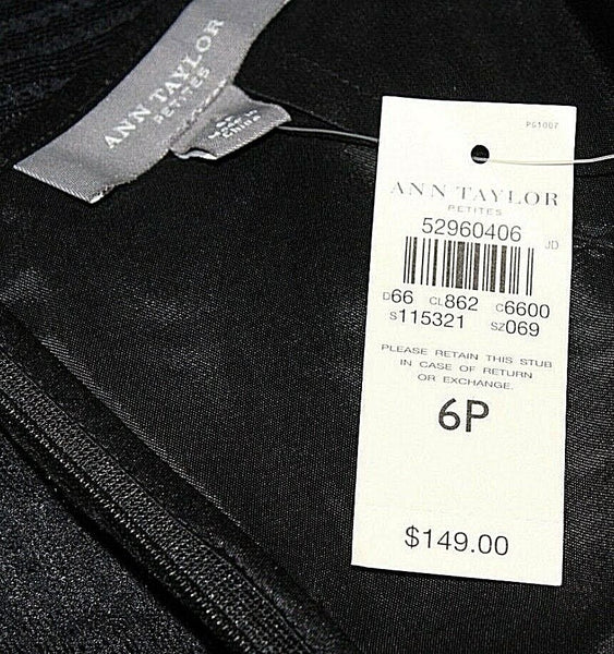 Ann Taylor NWT $149 Sz 6P Black Nylon Overlay Acetate Silk Blend Lined Skirt